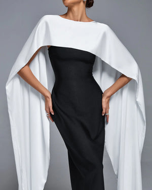 LOXLEY Strapless Bandage Dress With Satin Shawl