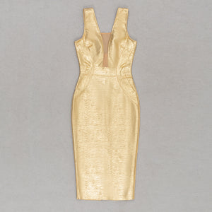 MADISON Gold Metallic Bandage Dress