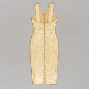 Madison Gold Metallic Bandage Dress L / Blue Madison Gold Metallic Bandage Dress L / Blue