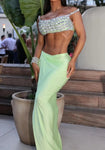 NEXT DAY DELIVERY MARIE CRYSTAL EMBELLISHED SEQUIN CROP TOP AND MAXI SKIRT TWO PIECE SET