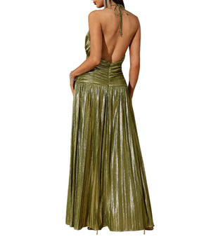 MAITANE Open Back Gloss Maxi Dress