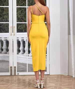 asymmetric bodycon dress Elegant Asymmetric Collar Bodycon Dress