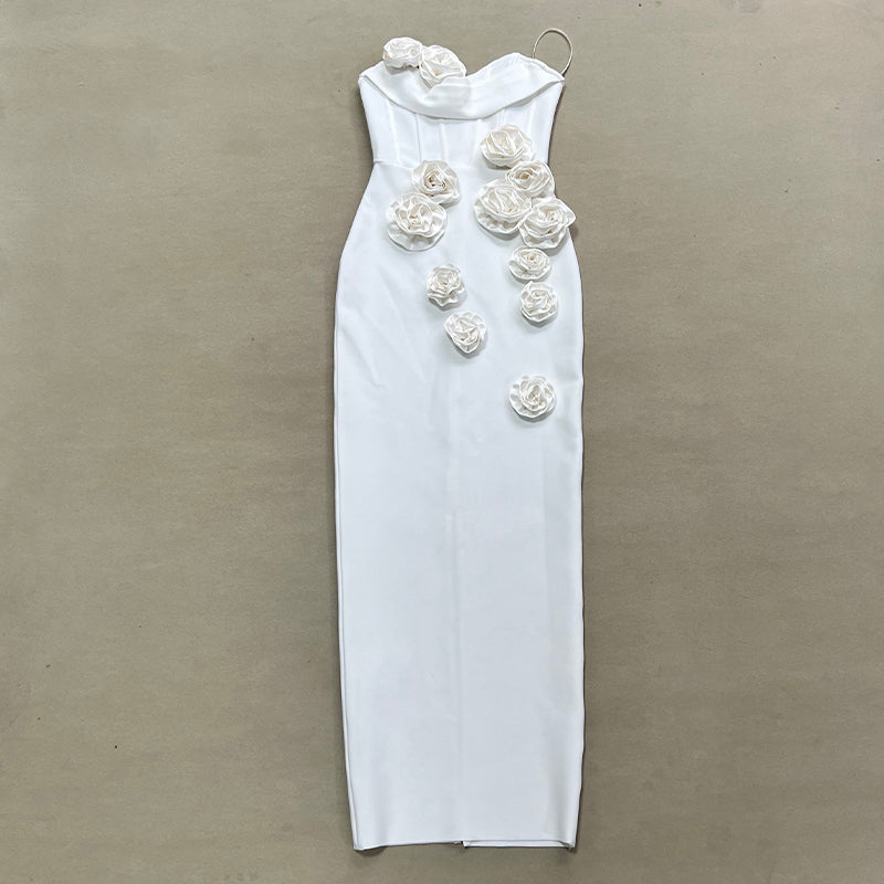 MANUELA Strapless Flowers Bandage Dress