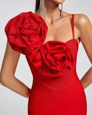 NEXT DAY DELIVERY MAURA Huge Flowers Bandage Midi Dress