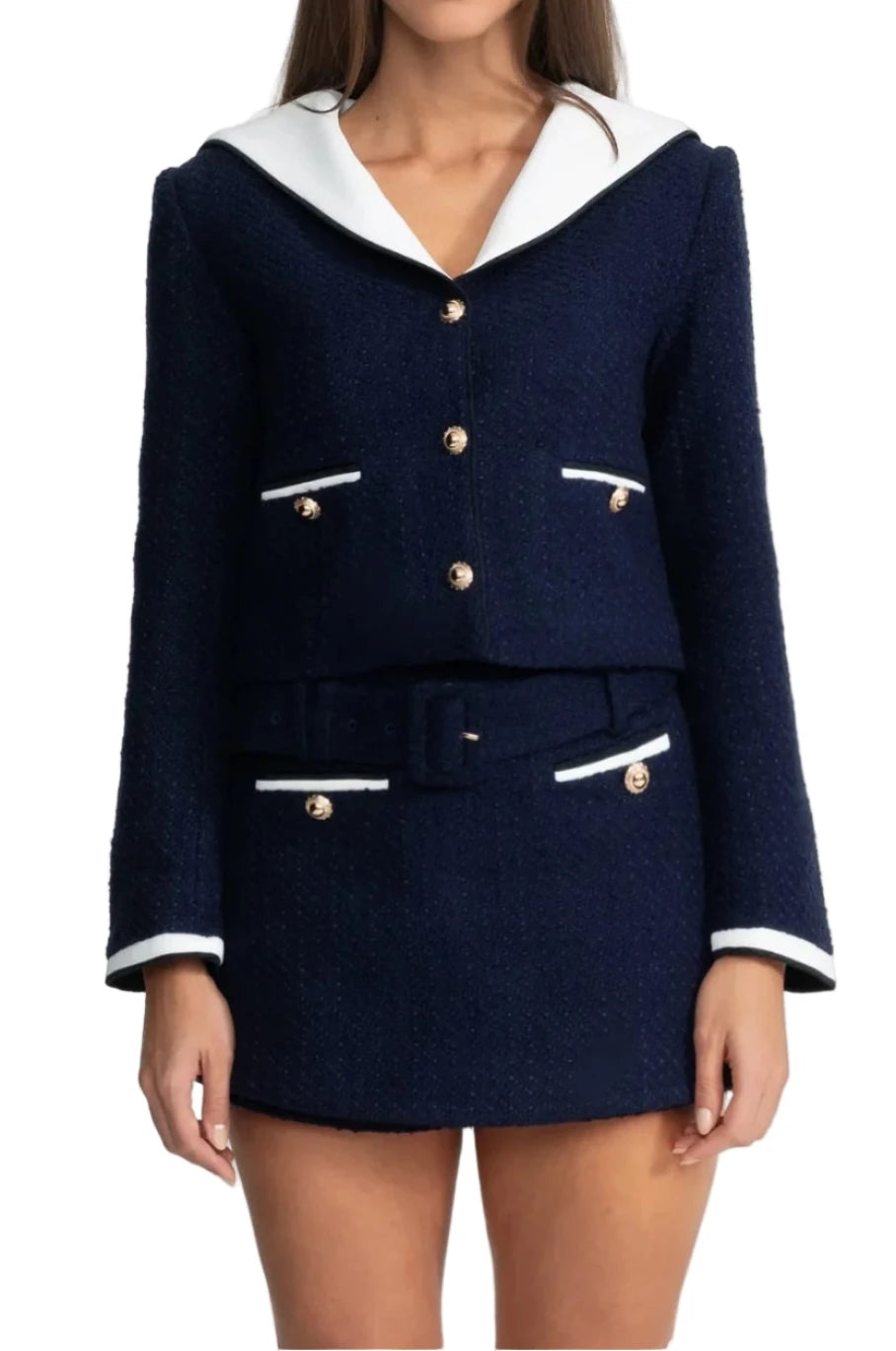 NAKIA Tweed Jacket and Skort Bodycon Set