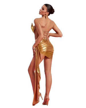 NEXT DAY DELIVERY NINA Corset Metallic Mini Dress