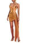 NEXT DAY DELIVERY NINA Corset Metallic Mini Dress