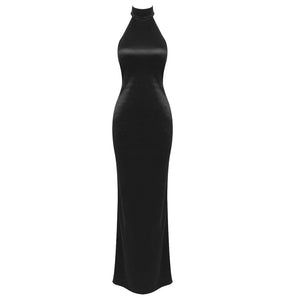 OBREE Satin Open Back Maxi Dress