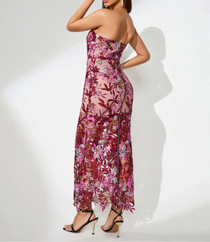 ORLANDA Strapless Sequins Lace Maxi Dress