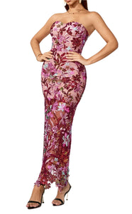 ORLANDA Strapless Sequins Lace Maxi Dress