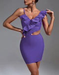 NEXT DAY DELIVERY MATEA Asymmetric Ruffled Mini Bandage Dress