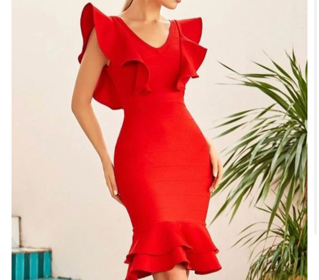 NEXT DAY DELIVERY KLARA Red Mermaid Bandage Dress