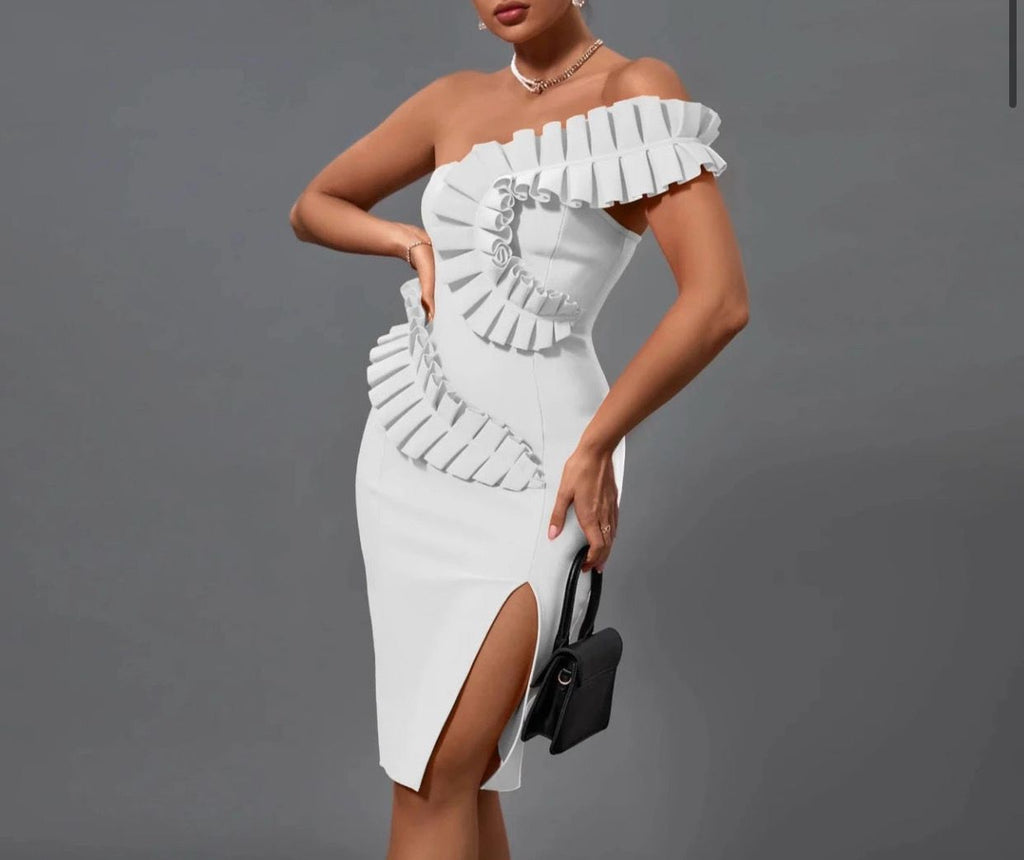 NEXT DAY DELIVERY MILENA One Shoulder Embellished Bandage Dress