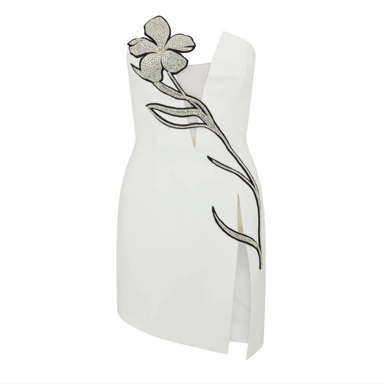 NEXT DAY DELIVERY BELEN Mesh Rhinestone Mini Sleeveless Strapless Bandage Dress