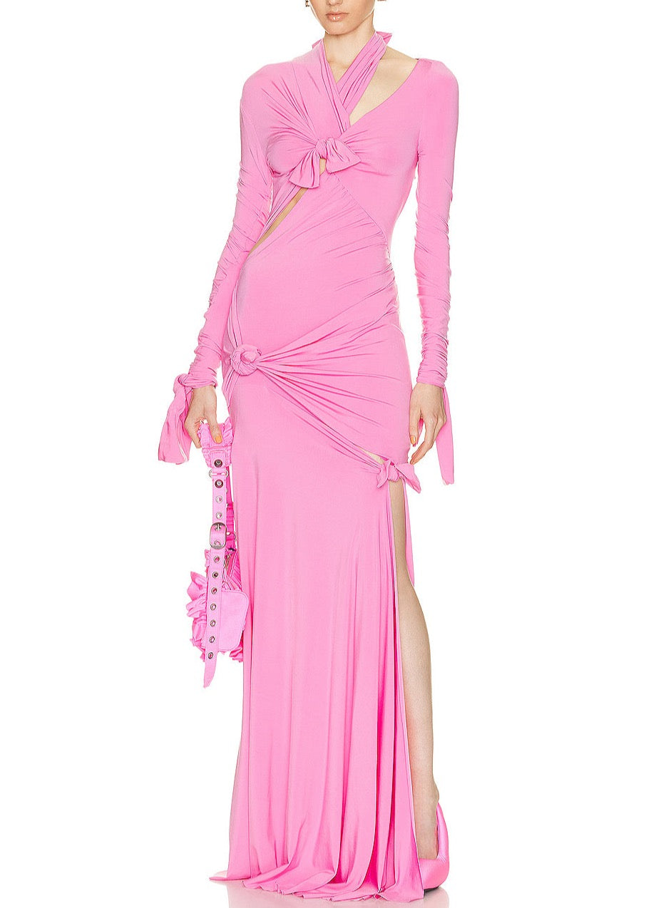 CAROL Pink Bodycon Maxi Dress