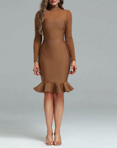 NEXT DAY DELIVERY CHESNA High Neck Fishtali Bandage Dress