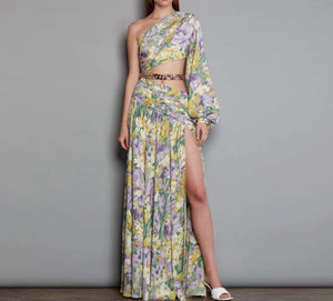 NEXT DAY DELIVERY SUMMER Flower Exposed Waist Chain Maxi Dress
