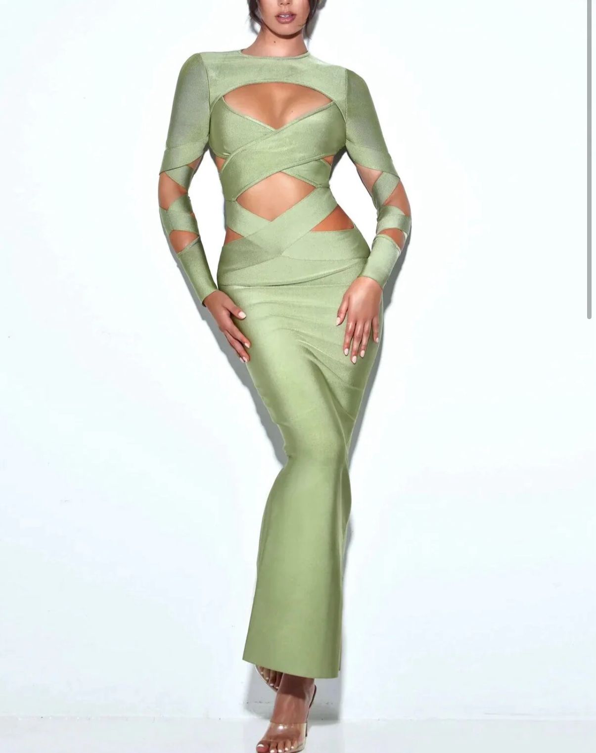 NEXT DAY DELIVERY SANDY Cut Out Maxi Bandage Dress