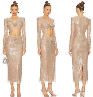 REGINA Gold Cut Out Bodycon Dress