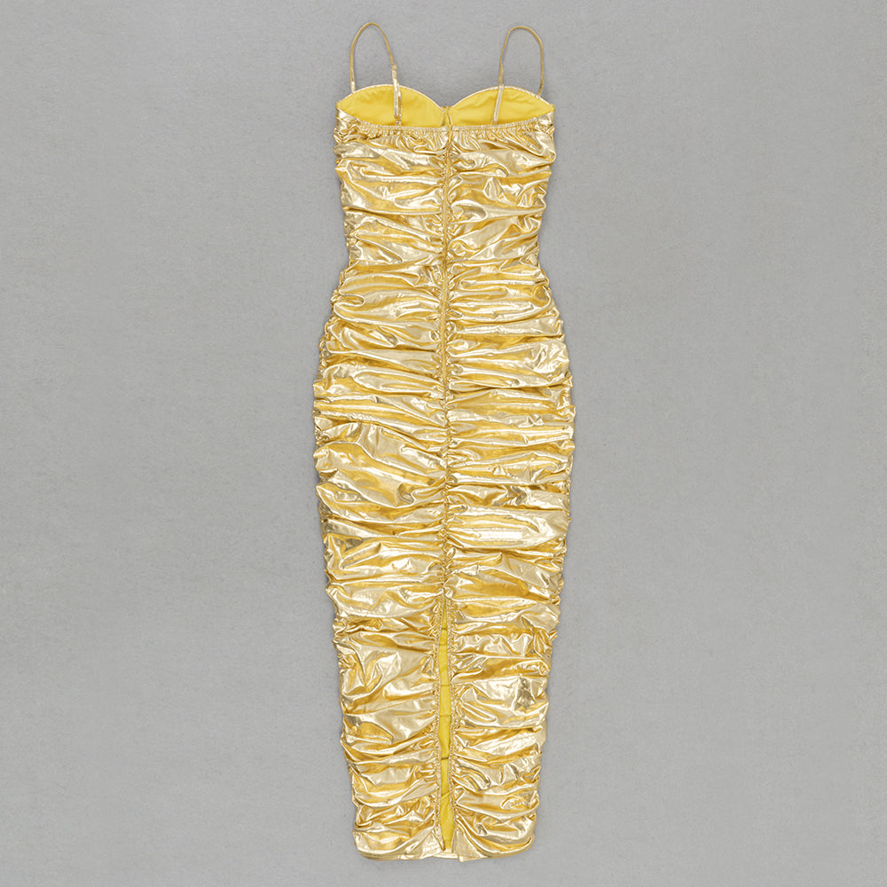 PINA Gold Metallic Bodycon Dress
