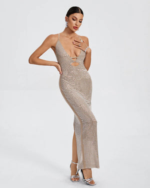 Priya Crystal-embellished Cutout Maxi Dress S Priya Crystal-embellished Cutout Maxi Dress S