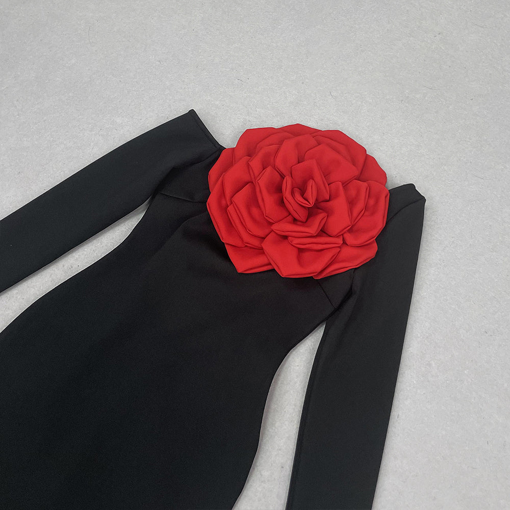 REBECA Long Sleeve Flower Maxi Bandage Dress