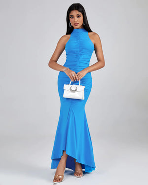 SALLY Turtleneck Ruched Maxi Bodycon Dress