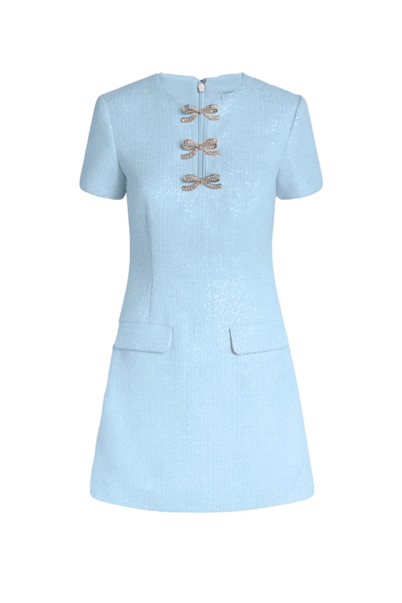 SALOME SEQUINS MINI DRESS WITH CRYSTAL BOW ACCENTS