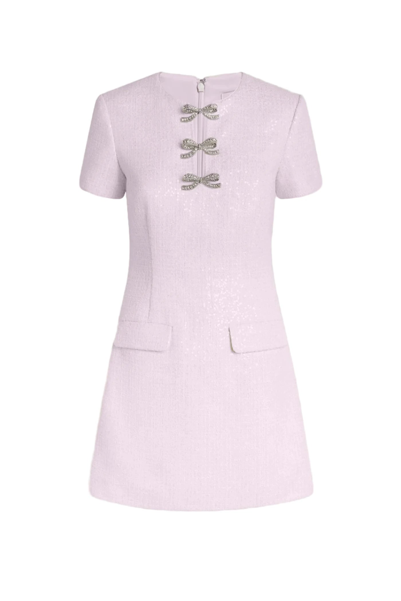 SALOME SEQUINS MINI DRESS WITH CRYSTAL BOW ACCENTS