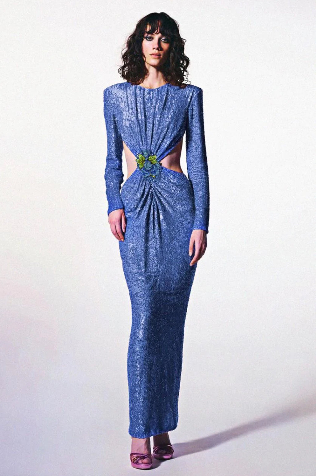 NEXT DAY DELIVERY SANDRA Sequins Long Sleeve Maxi Dress