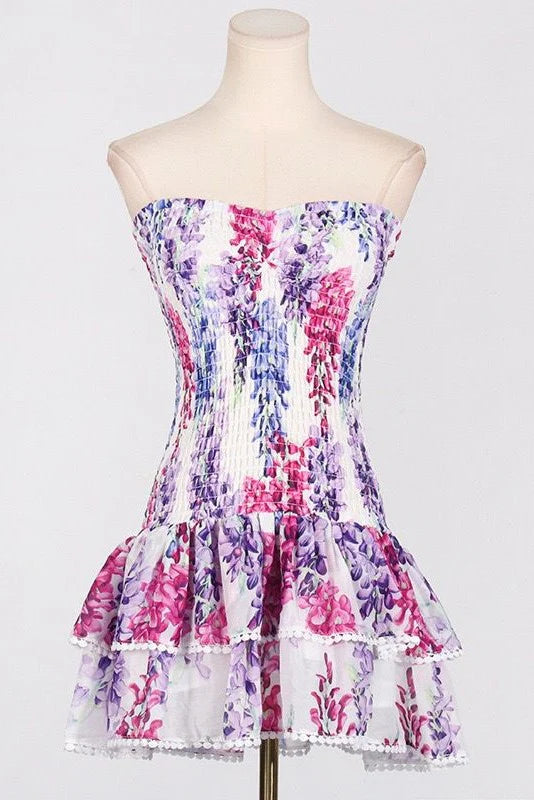 SANNY Strapless Ruffle Mini Bodycon Dress