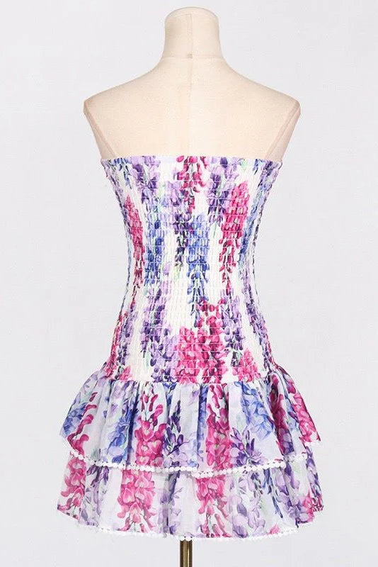 SANNY Strapless Ruffle Mini Bodycon Dress