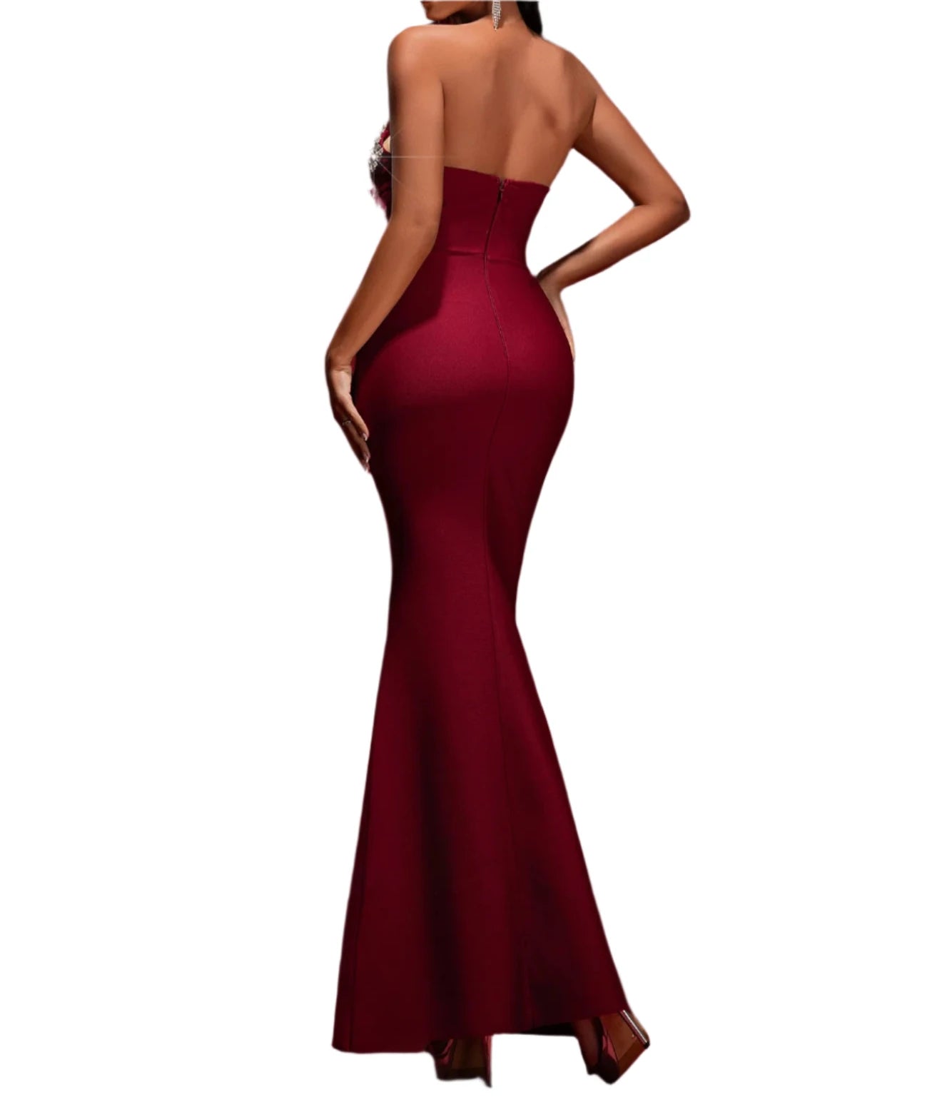 SARA Crystal Applique Bandage Prom Gown