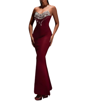 SARA Crystal Applique Bandage Prom Gown