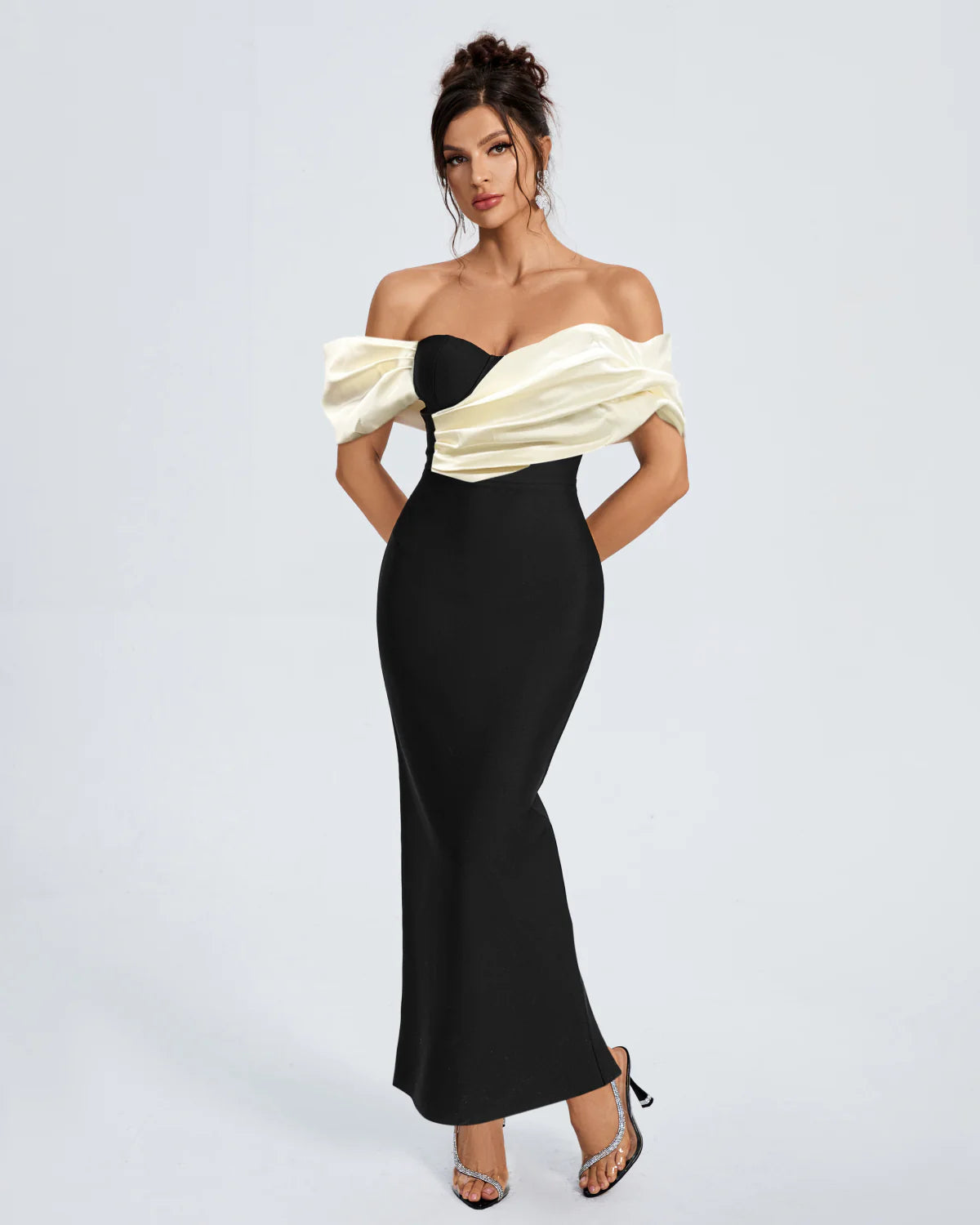 SARAYU Elegant Off Shoulder Bandage Maxi Dress