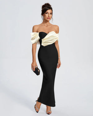 SARAYU Elegant Off Shoulder Bandage Maxi Dress