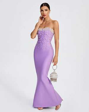 SHAILA Pearl Detail Maxi Mermaid Bandage Maxi Dress