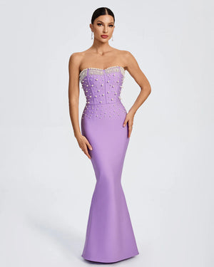 SHAILA Pearl Detail Maxi Mermaid Bandage Maxi Dress