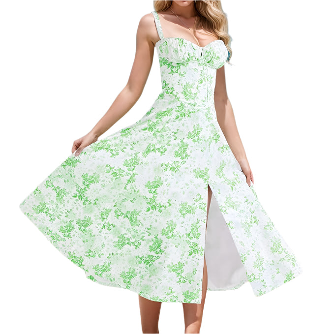 SHARLA Corset Flowers Midi Dress