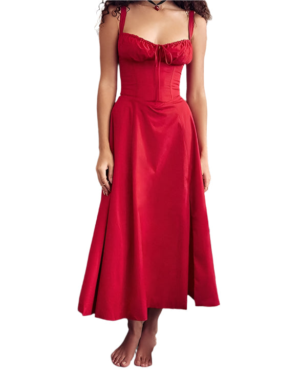 SHARLA Corset Flowers Midi Dress