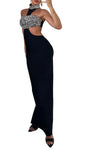 SHARON Crystals High Neck Cut Out Maxi Dress