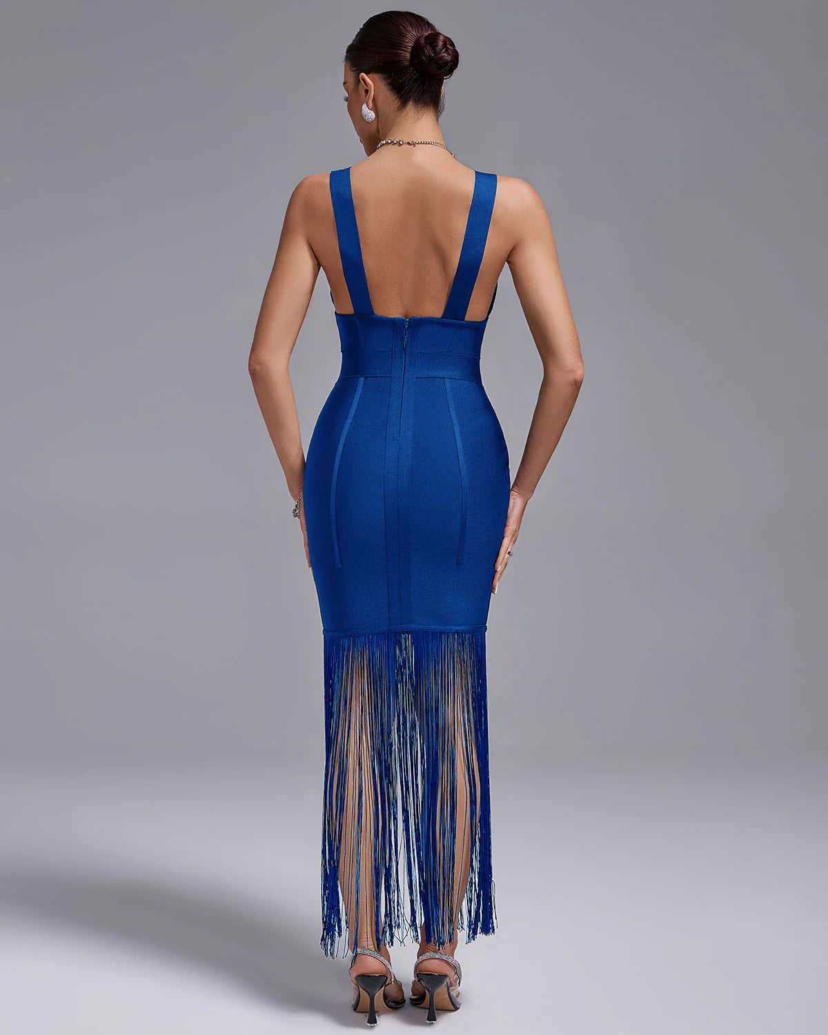 SILVIA Sweetheart Fringe Bandage Dress