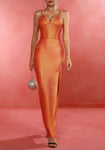 NEXT DAY DELIVERY SERAPIA Metallic Orange Bandage Maxi Dress