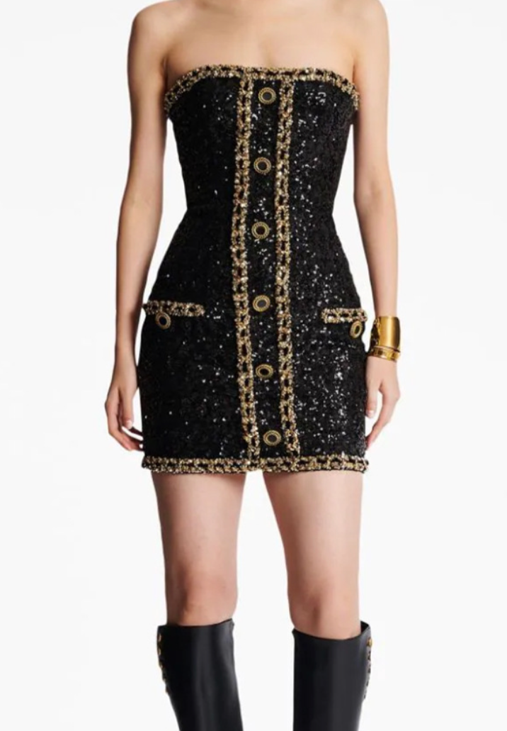 FELISBERTA Strapless Sequins Classic Bodycon Dress