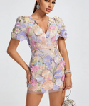 JESSY Lace 3D Floral Mini Dress
