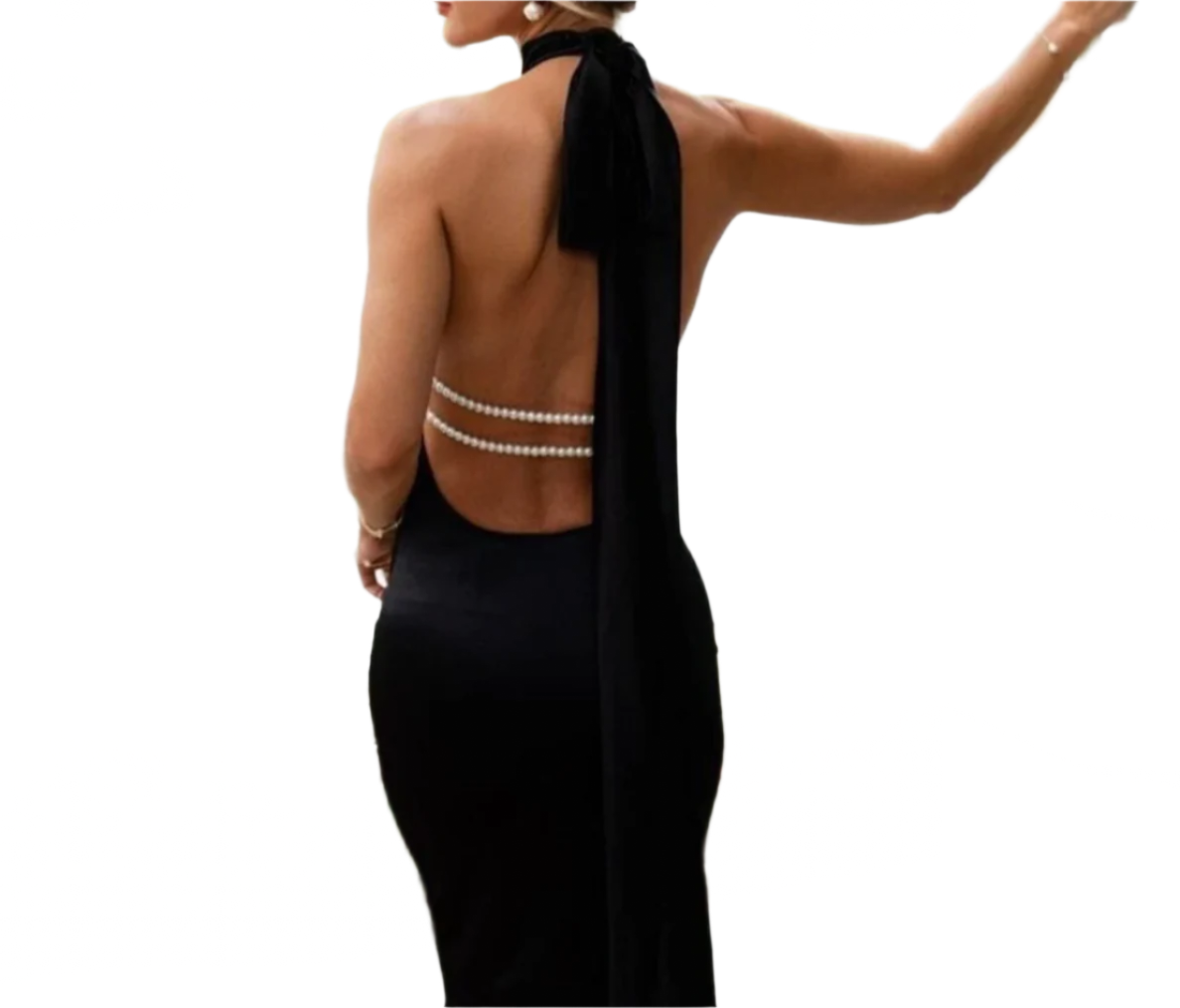 OBREE Satin Open Back Maxi Dress