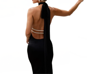 OBREE Satin Open Back Maxi Dress