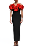 DIONE Off Shoulder Crystal Flowers Bandage Dress