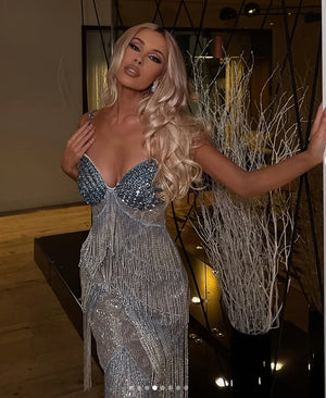 NEXT DAY DELIVERY LEYLAH Sequins Baby Blue Maxi Dress