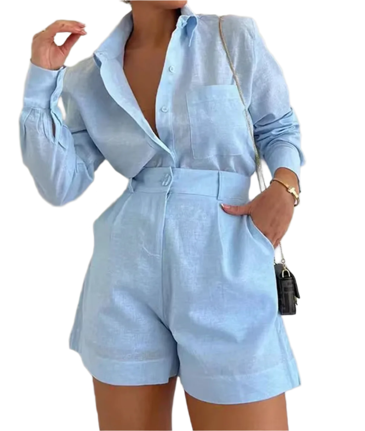 CADIE Long Sleeve Linen Bodycon Set